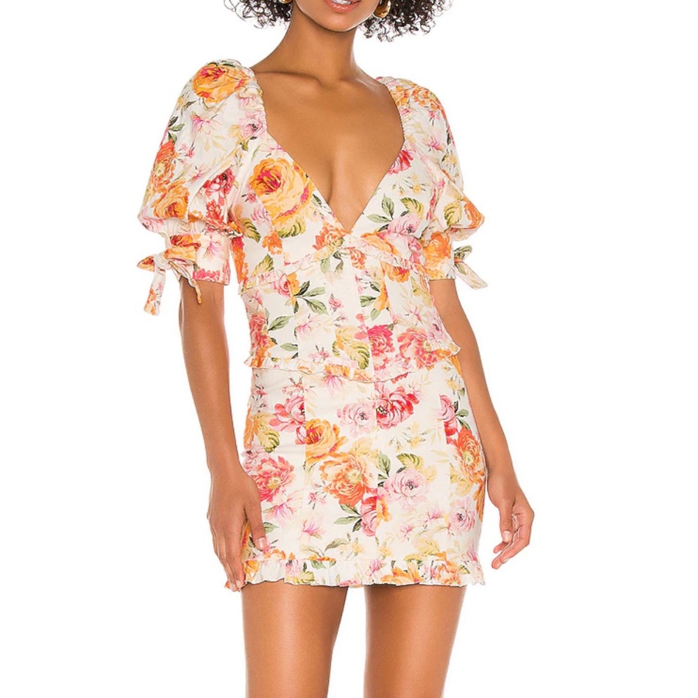 For Love and Lemons Julep Mini Coral Dress